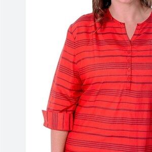 Women's Red Striped OSU Ohio State Tunic Top